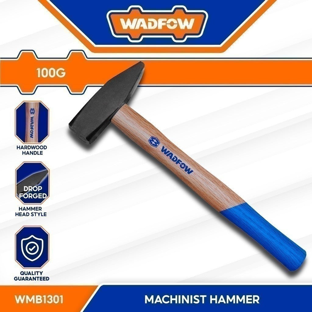 Wadfow Drop-Forged Carbon Steel Hammerhead Machinist Hammer With Hardwood Handle (WHT)