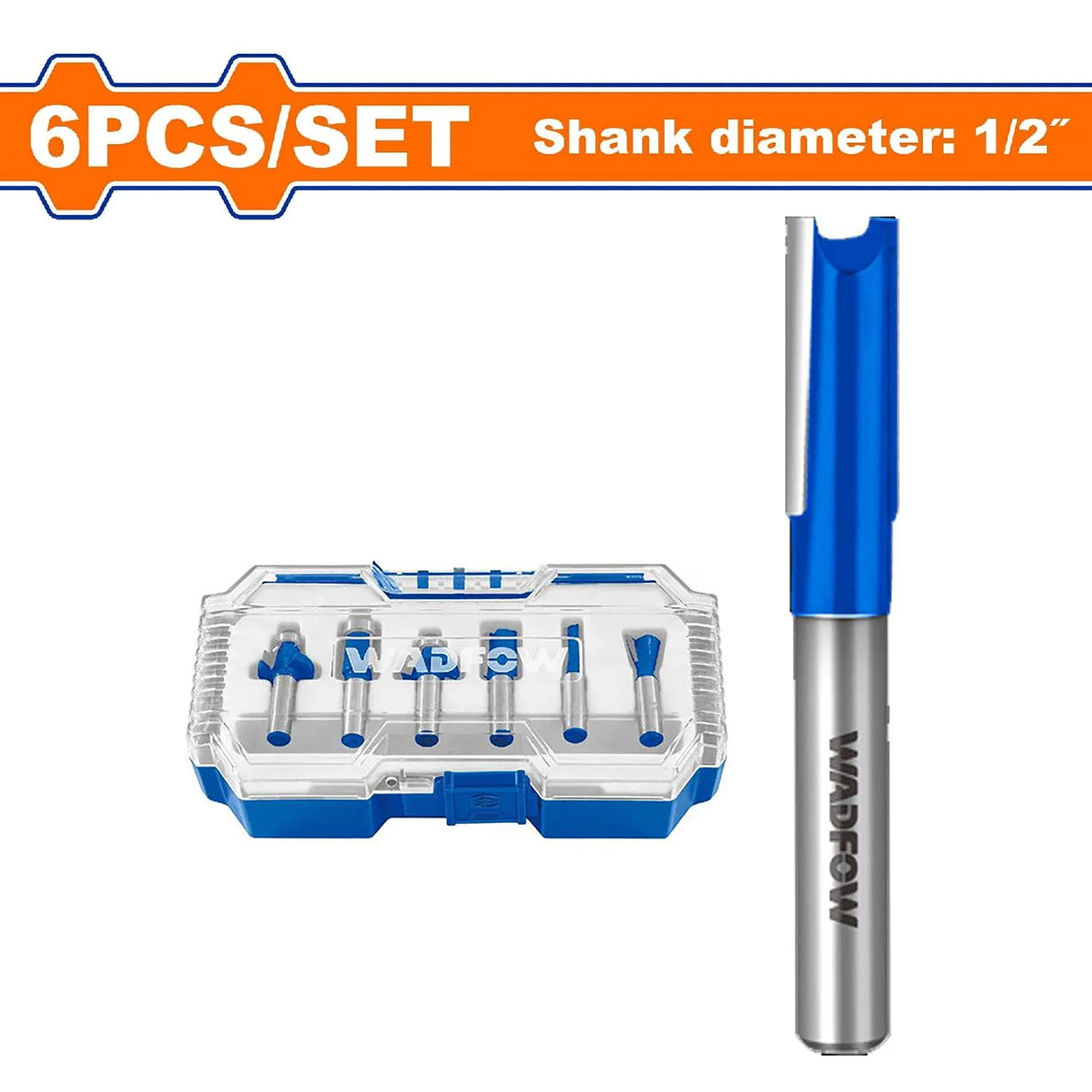 Wadfow 1/2inch | 1/4inch 6PCS/Set Router Bits Shank for Wood Working Cutting Tools