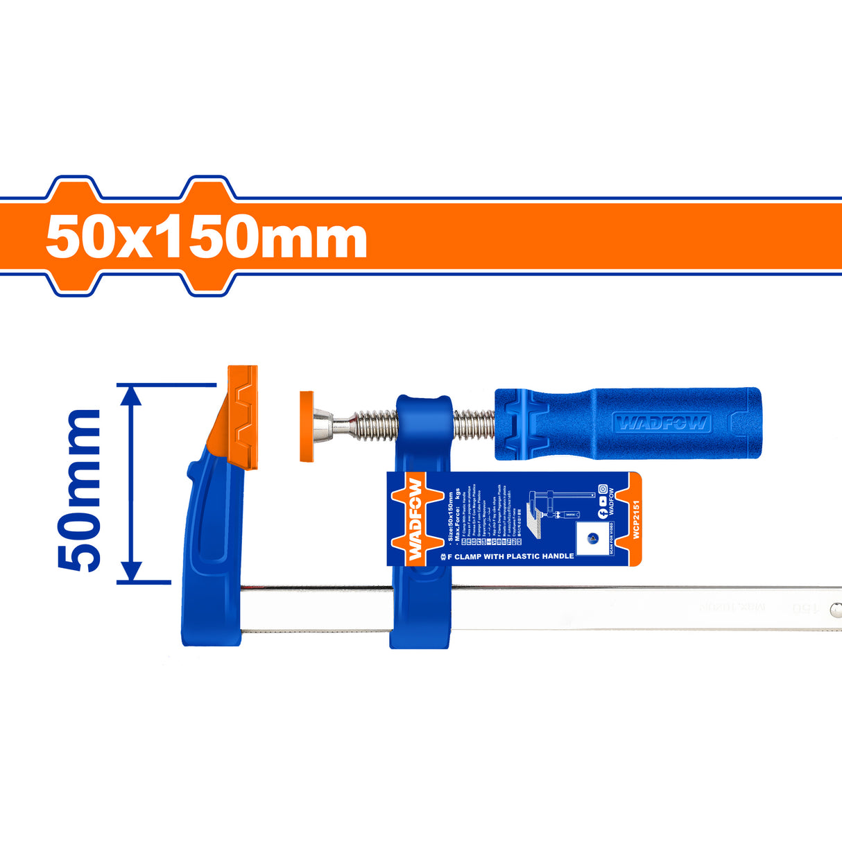 Wadfow Industrial Woodwork F-Clamp With Plastic Handle WAD-HT