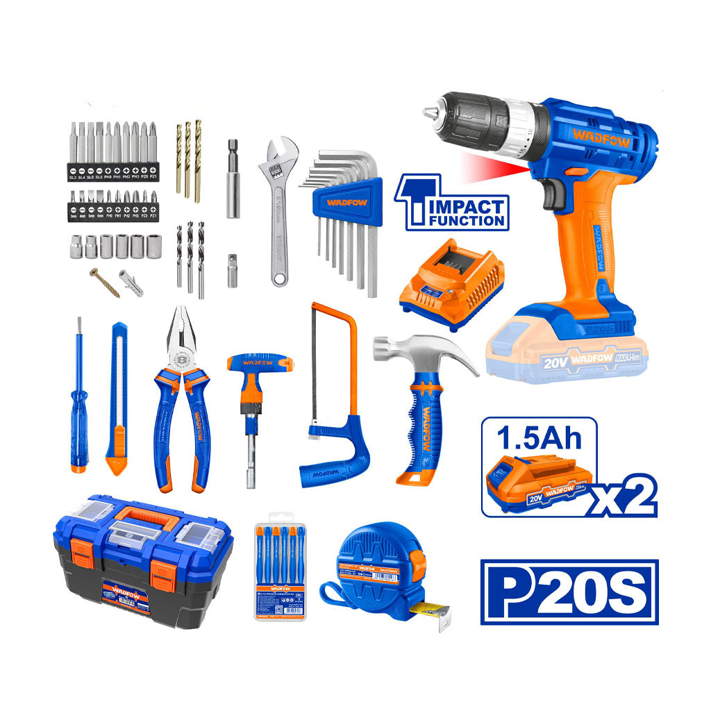 Set of 119 tools including 20V Lithium-ion battery Cordless drill WDT1B119