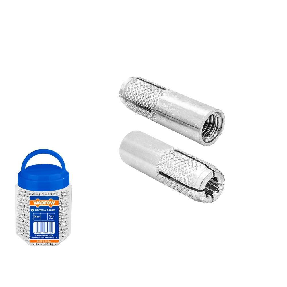 Wadfow 15pcs/120pcs Drop-in Anchor/Tox 1/4inx1in | 1/2inx2in SOLD PER BOTTLE (WHT)
