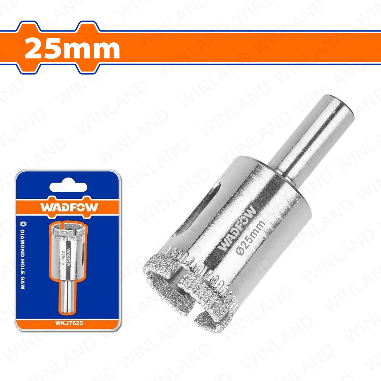 Wadfow 20mm-22mm x 25mm Diamond Hole Saw with Water Cutting Diamond Tipped Edge