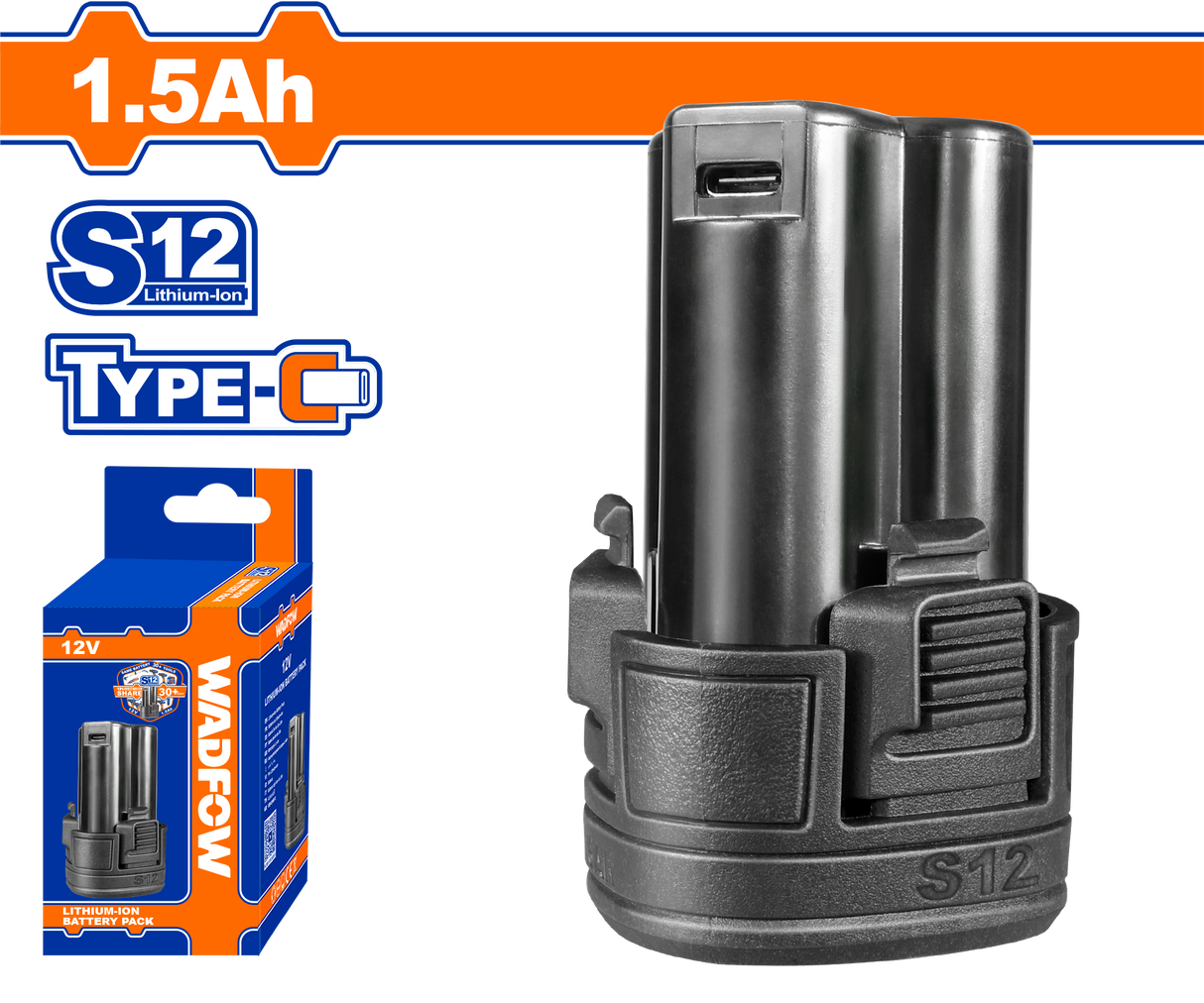 Wadfow Lithium-Ion Battery Pack 1.5AH for S12 Series Cordless Tools