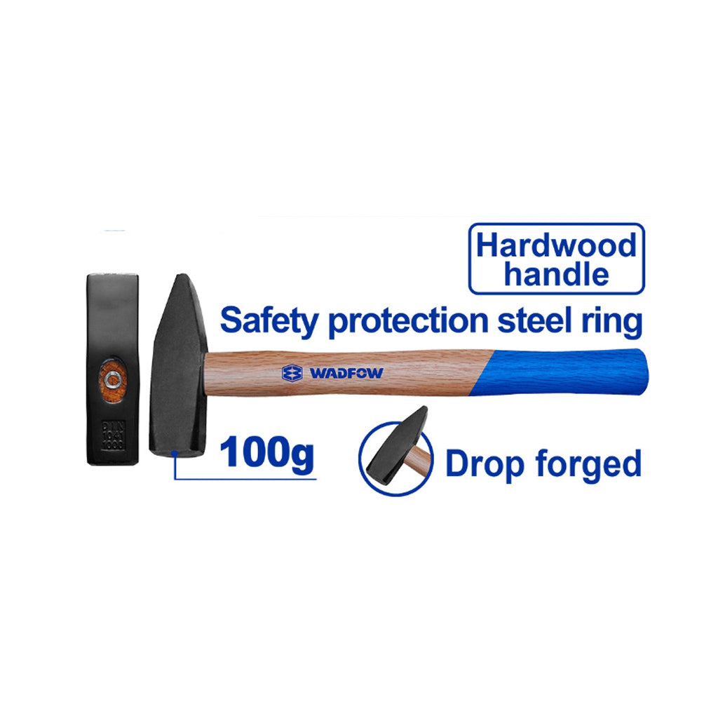 Wadfow Drop-Forged Carbon Steel Hammerhead Machinist Hammer With Hardwood Handle (WHT)