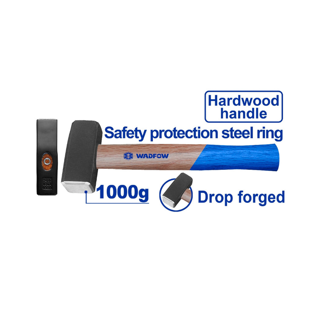 Wadfow Drop-Forged Carbon Steel Hammerhead Stoning Hammer With Hardwood Handle (WHT)