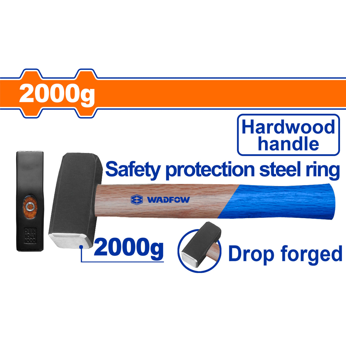 Wadfow Drop-Forged Carbon Steel Hammerhead Stoning Hammer With Hardwood Handle (WHT)