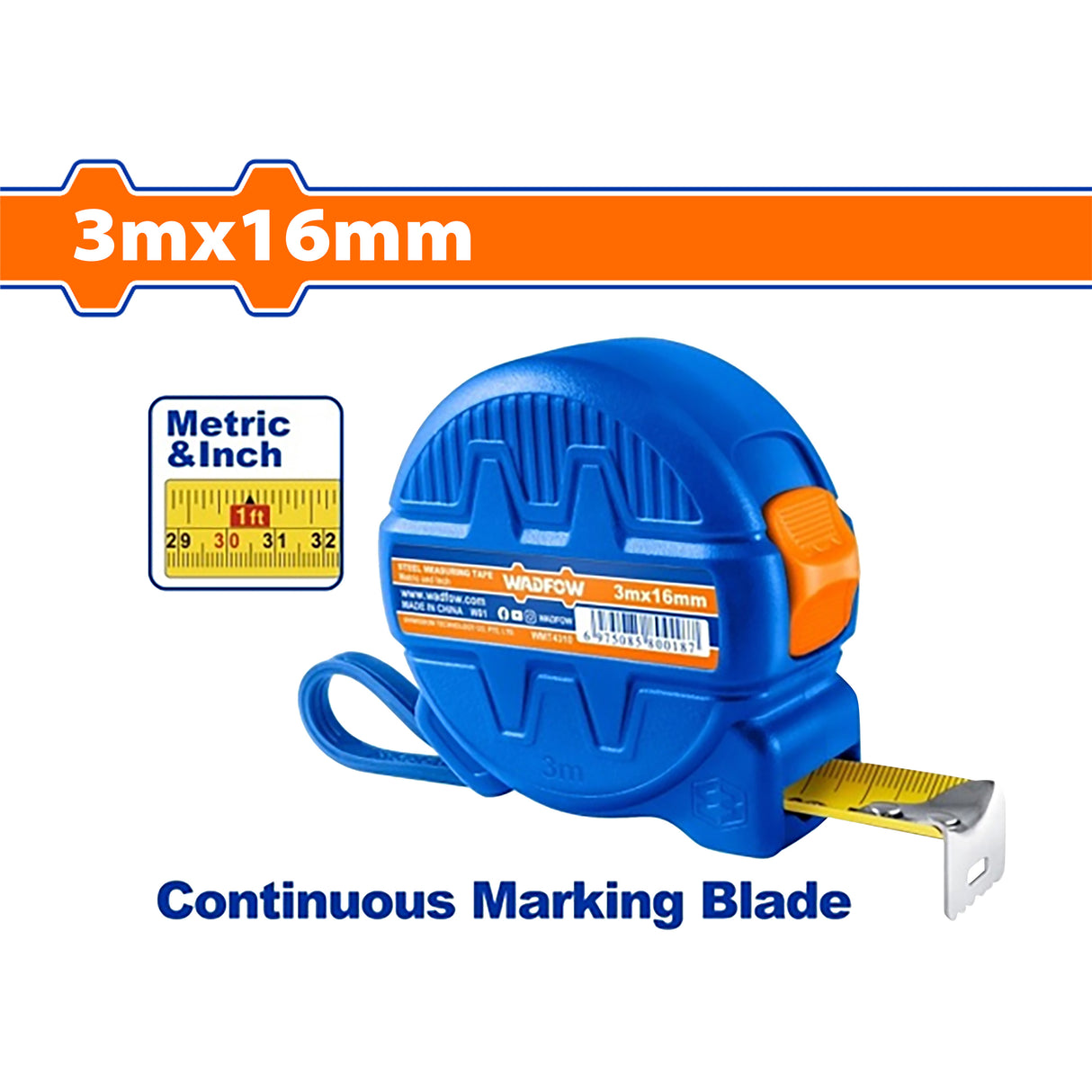 Steel Measuring Tape With Continuous Marking Blade 3m 5m 7.5m