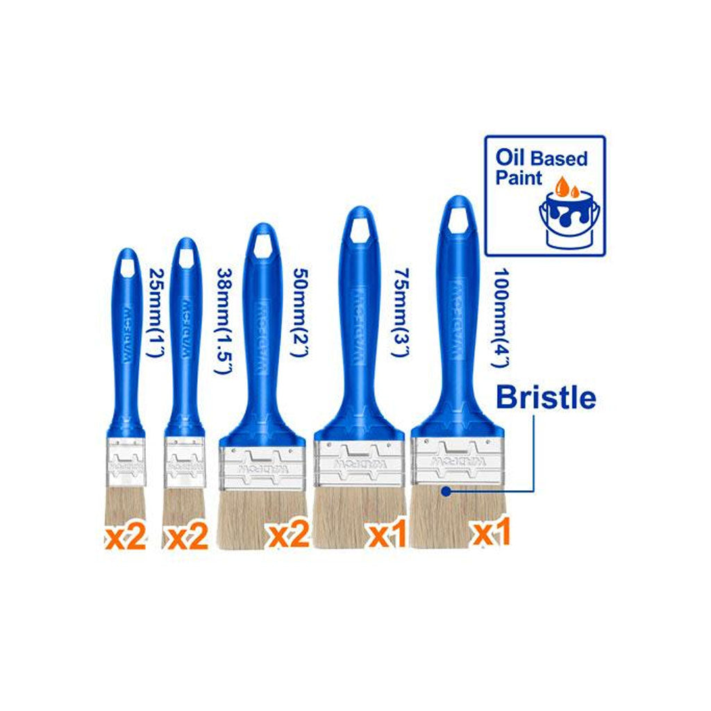 Set of 8pcs Bristle oil Based Paint Brush Set with Plastic Handle WPB1981
