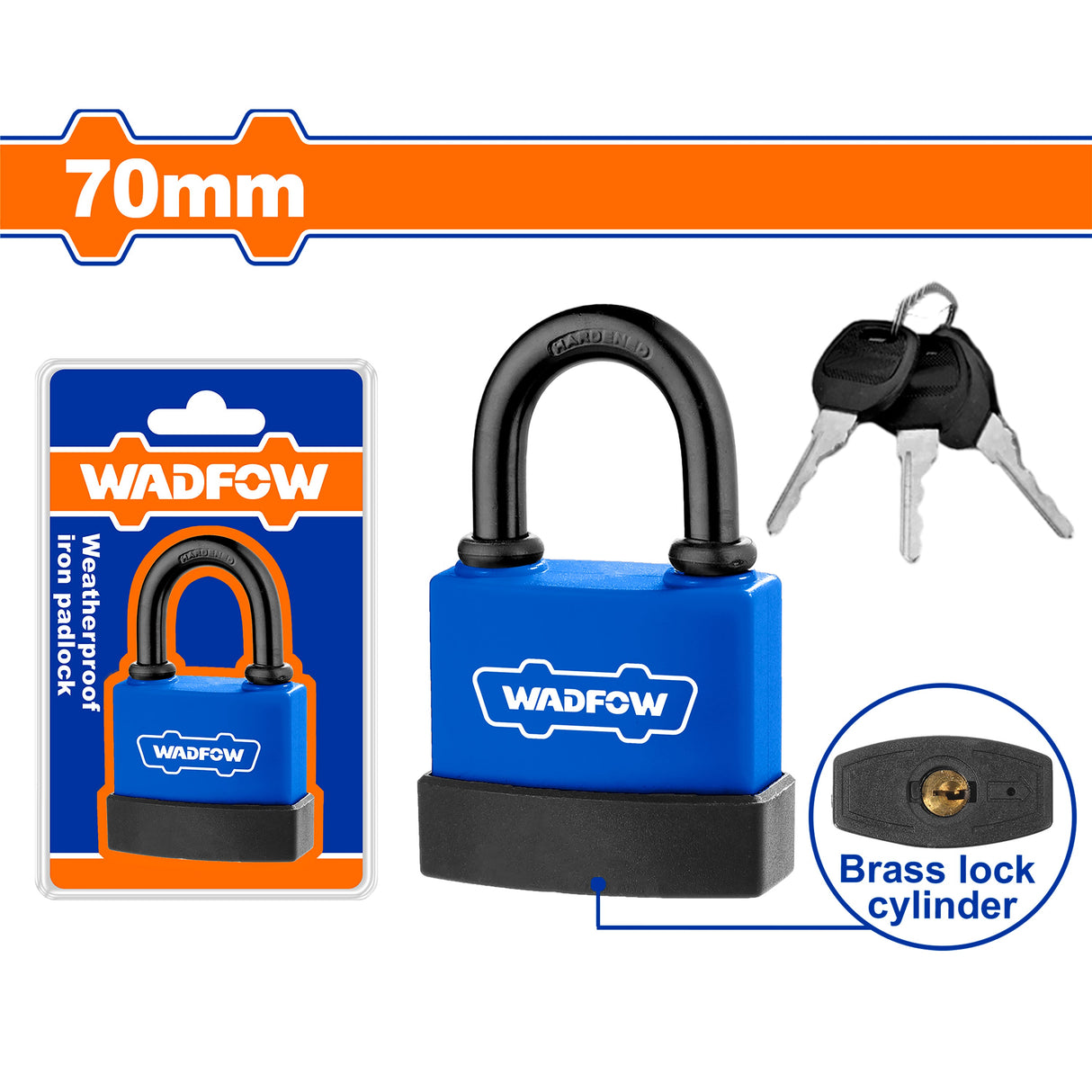 45mm-70mm Anti-Rust Weatherproof Laminated Iron Padlock Includes 3 Keys WAD-HT
