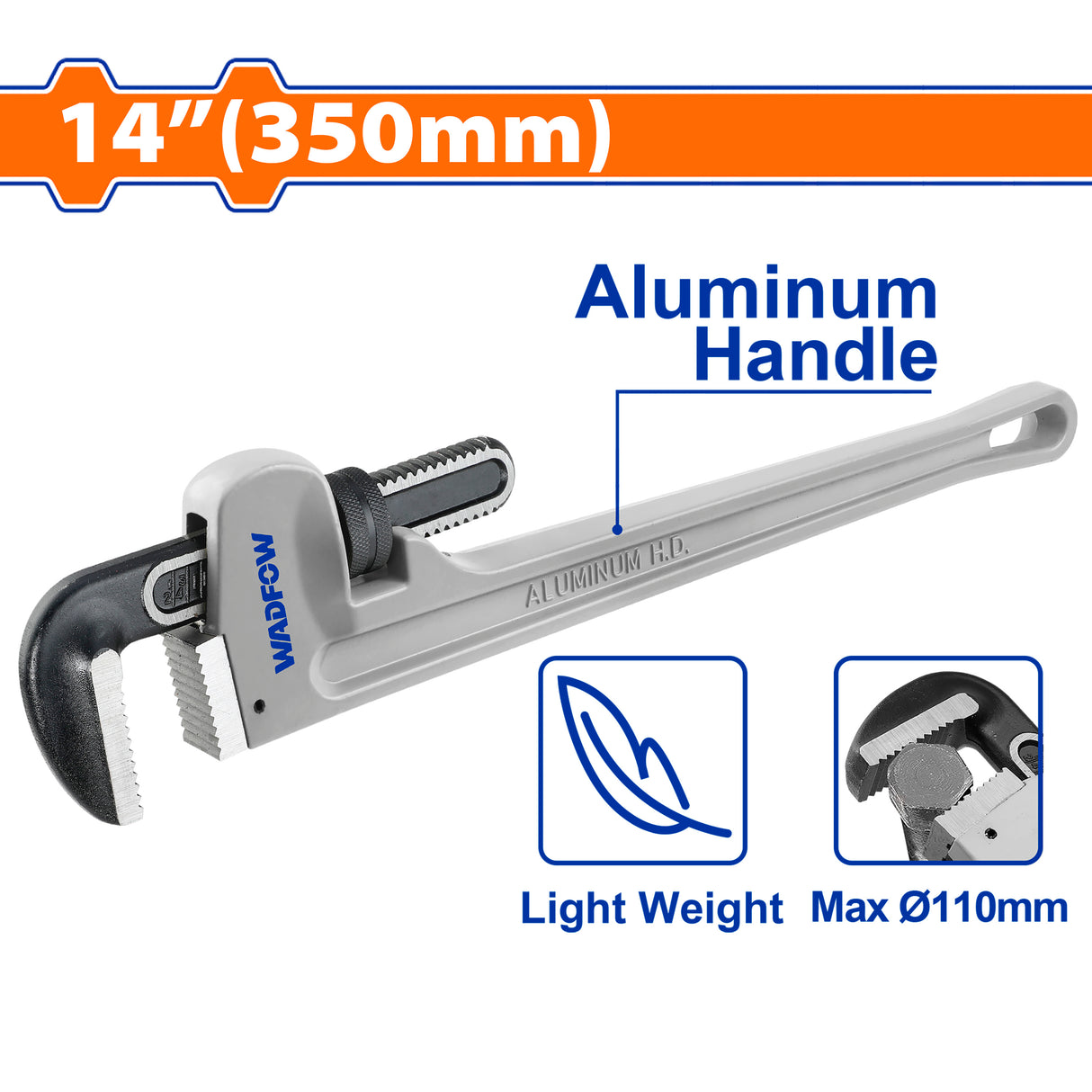 Wadfow Industrial Piping Wrench with Aluminum Handle 14inch | 18inch | 24inch | 36inch | 48inch
