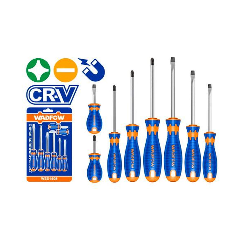 Screwdriver Set Cr-V Round Shank 8 Pieces WSS1408