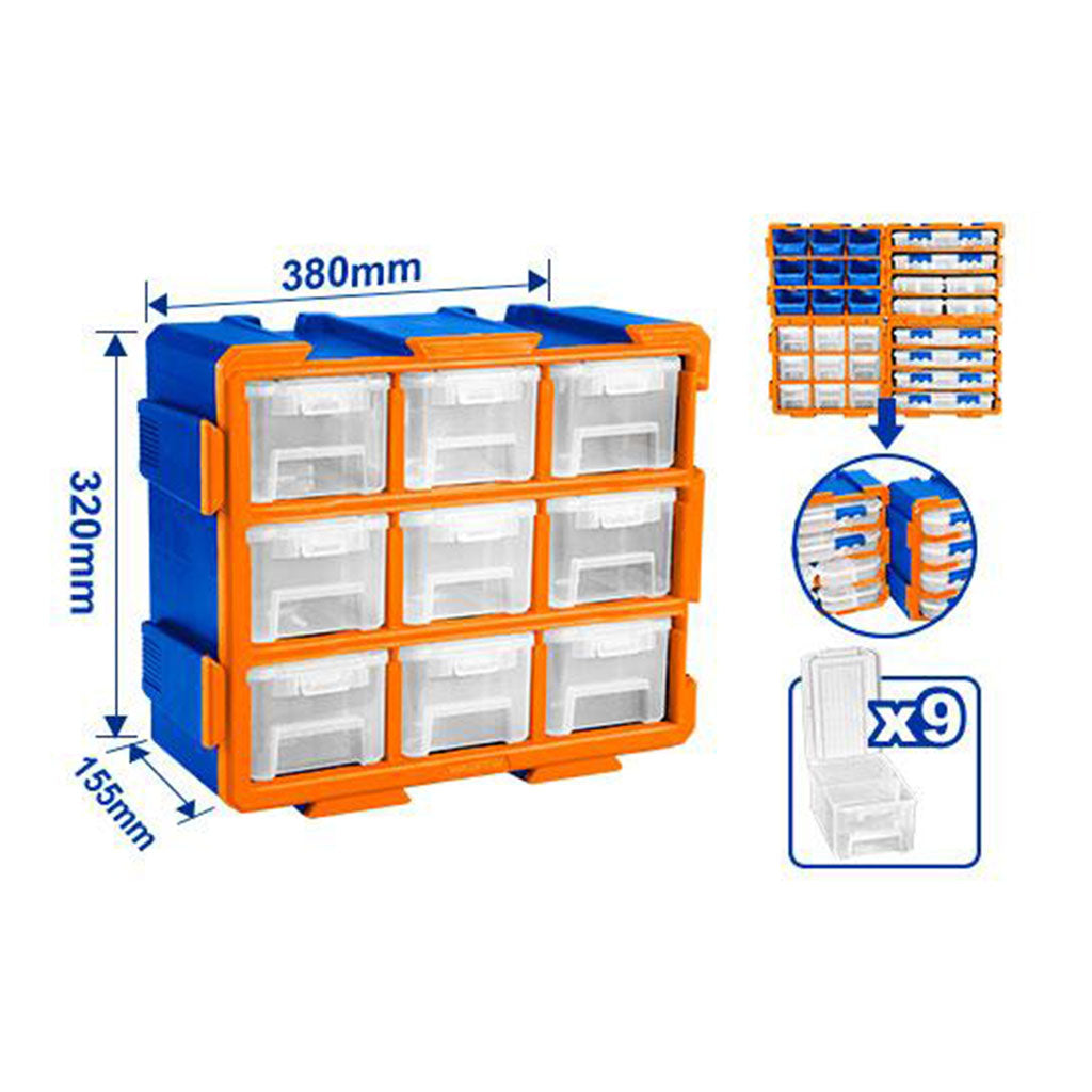 Set of 9pcs Plastic Trays Modular Storage Tower 380 x 155 x 320mm WAD-HT WTB8331