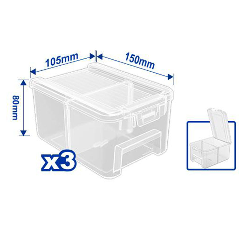 Set of 3pcs Transparent Stackable Storage Plastic Container 150x105x80mm WTB8333