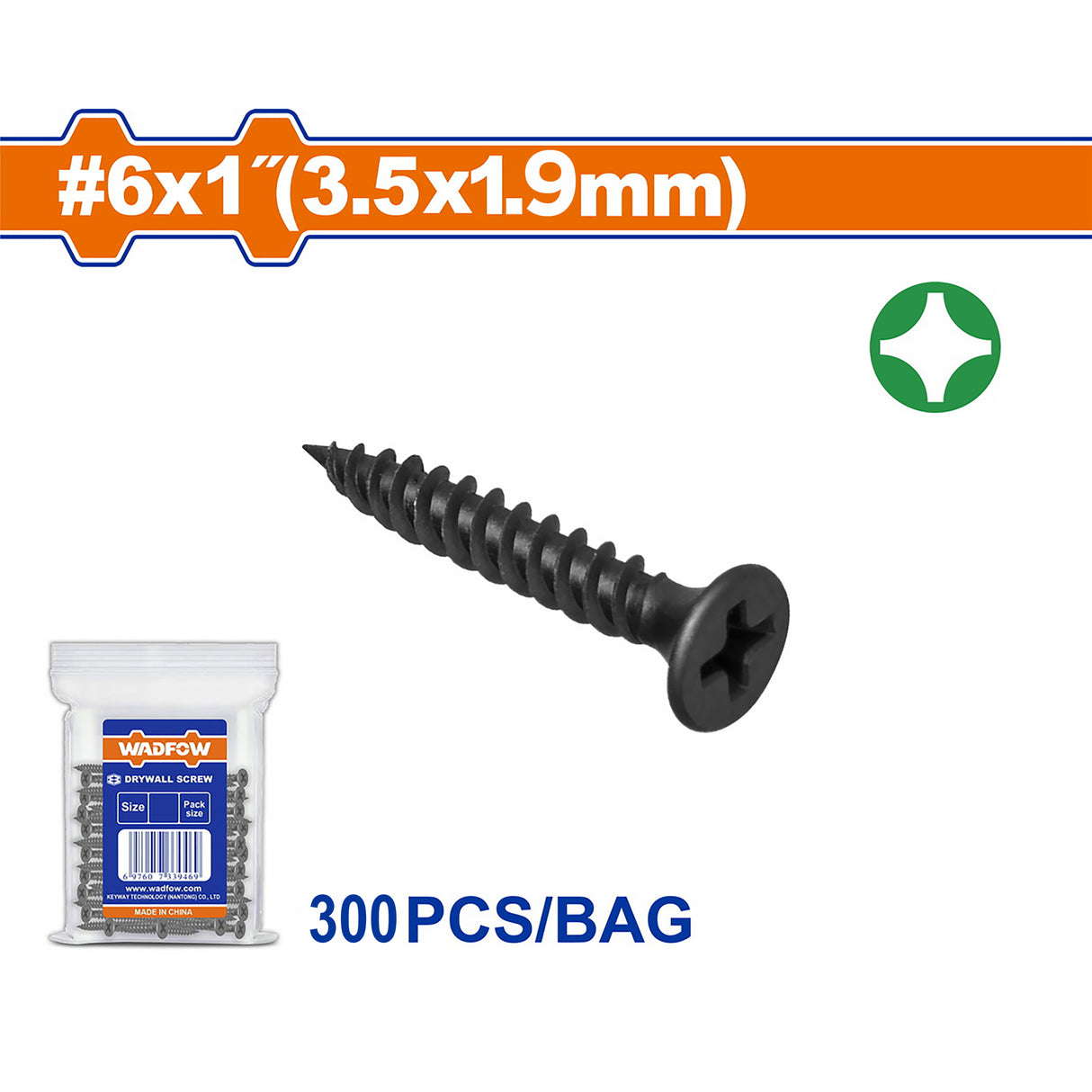 Wadfow 200pcs/300pcs High Quality Carbon Steel Drywall Screw SOLD PER PACK (WHT)