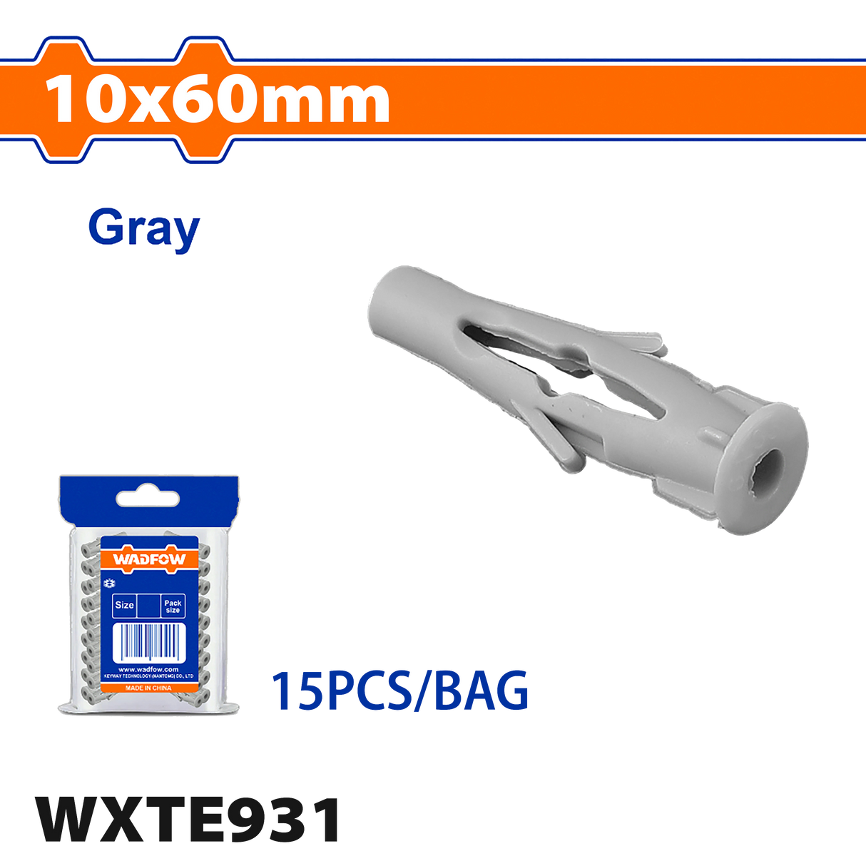 Wadfow Universal Plastic Anchor Tox PE Material Gray (WHT)