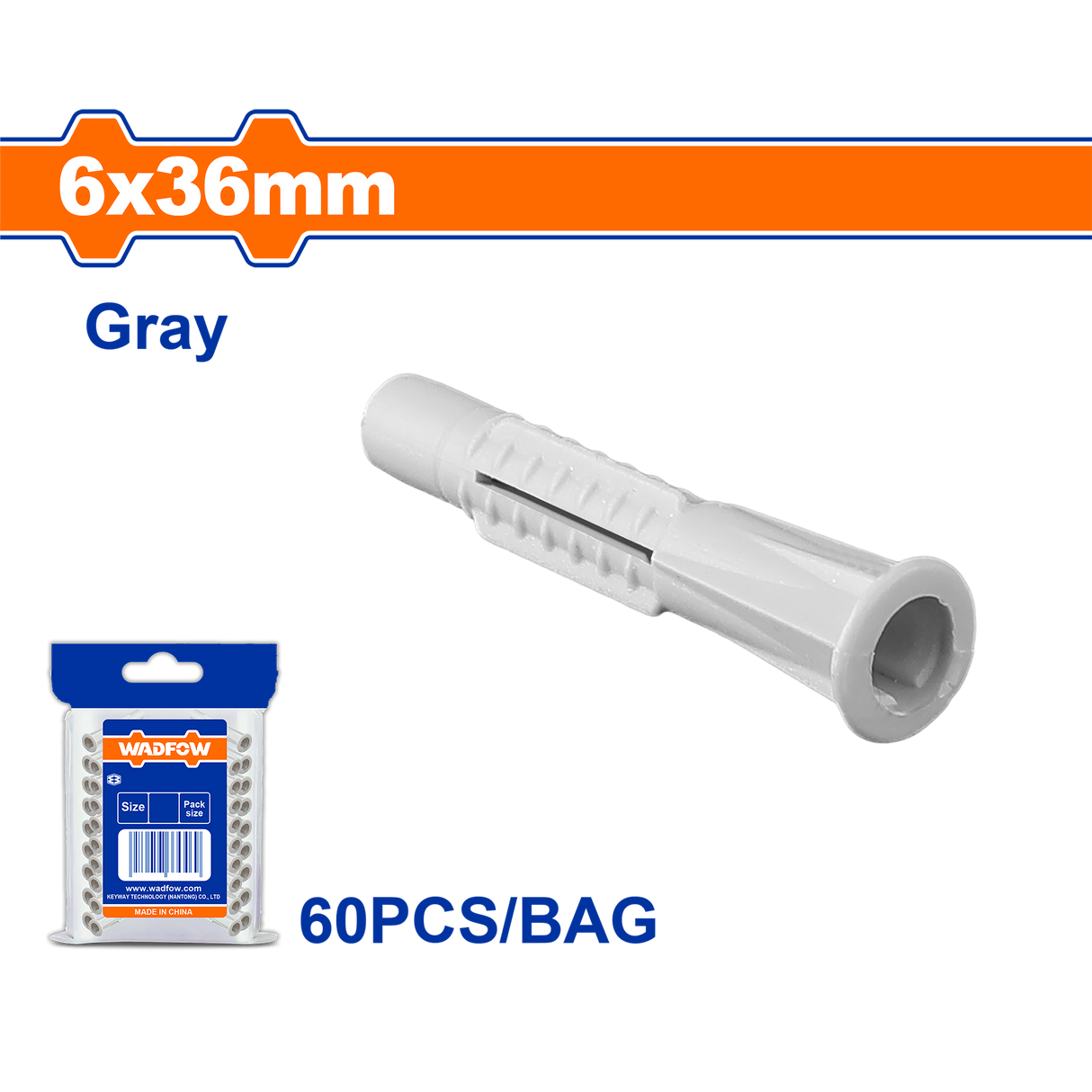 Wadfow Universal Plastic Anchor Tox PE Material Gray (WHT)