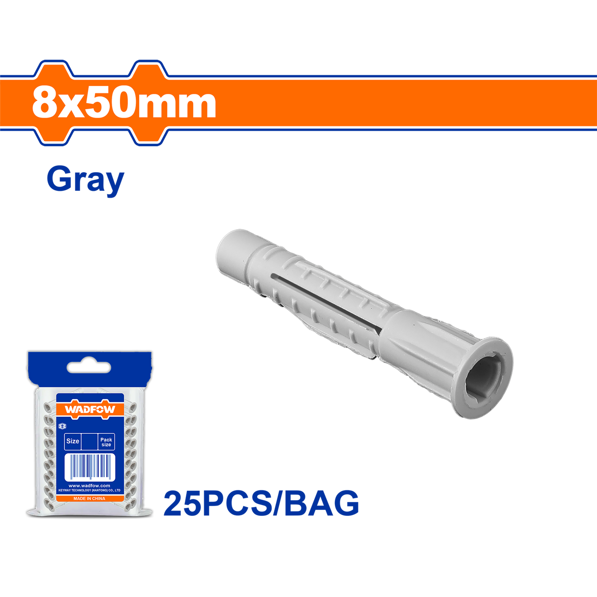 Wadfow Universal Plastic Anchor Tox PE Material Gray (WHT)