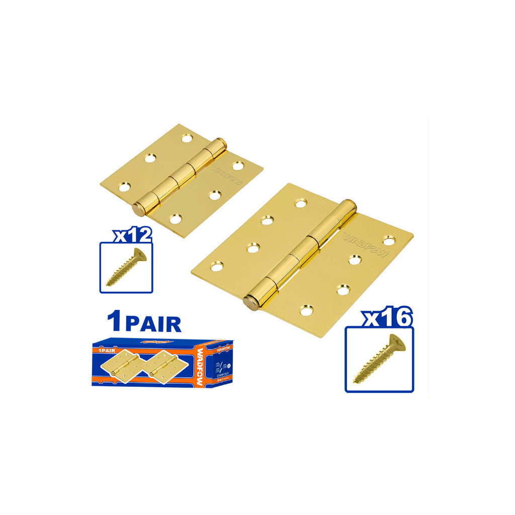 Wadfow Set of 2PCS Loose Pin Hinges Brass Bisagra Satin Brass Finish (WHT)
