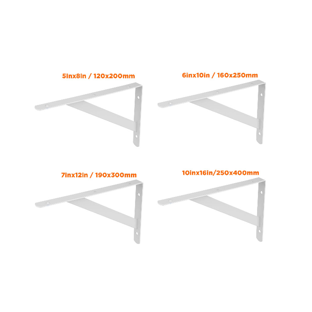 Wadfow 2mmThick Reinforced Shelf Support Brackets/ 6-Fixing Points Heavy Duty SOLD PER PIECE (WHT)
