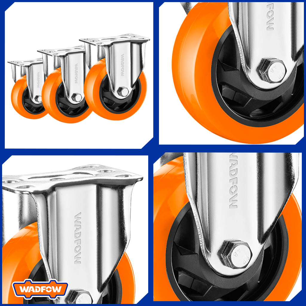Wadfow Heavy Duty 3inch / 4inch / 5inch Rigid Swivel Caster Fixed Wheel