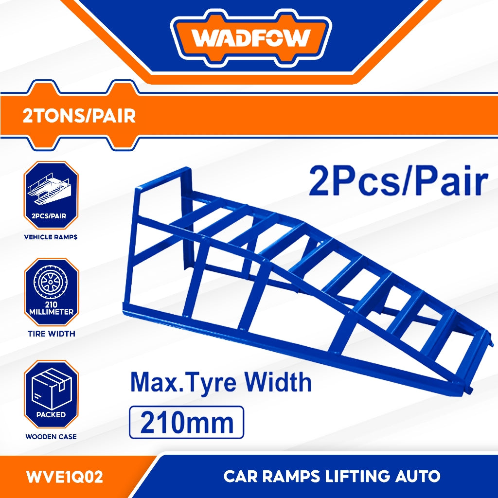 WADFOW 2 Ton Car Ramps Pair | Max Tyre Width 210mm | Heavy-Duty Vehicle Lifting Accessory
