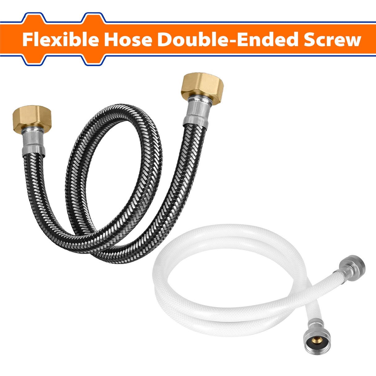 Wadfow 30cm/45cm/60cm Flexible Hose Double-Ended Screw SOLD PER PIECE