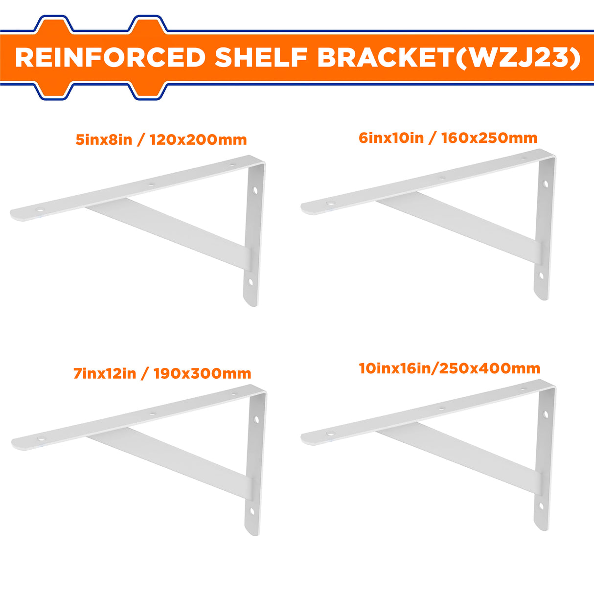 2mm Thick Reinforced Shelf Support Brackets with 6-Fixing Points