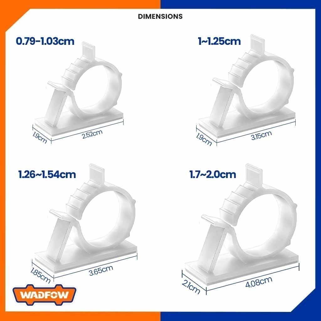Adjustable Cable Tie Mounts w/ Double-sided glue tape & 4Position Adjustment 100pcs/set White