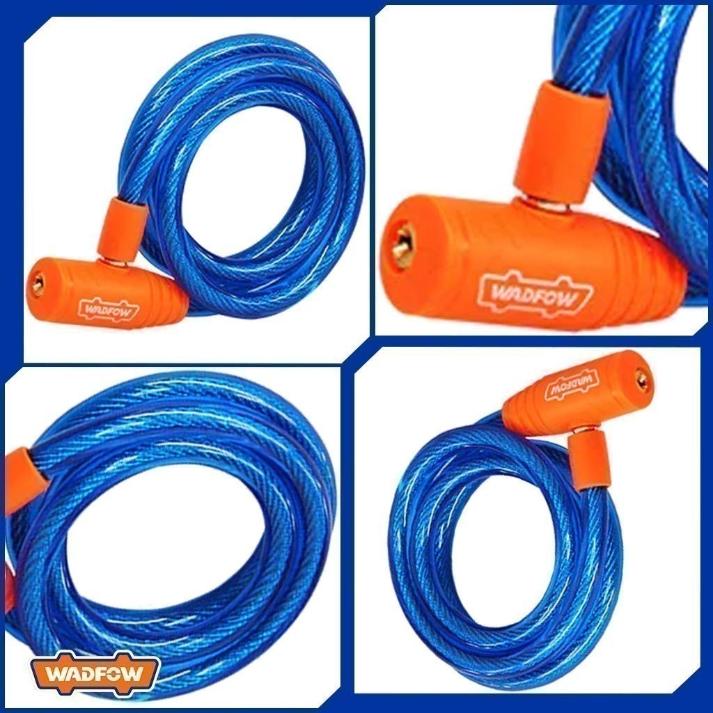 Wadfow 12mm x 800mm | 12mm x 1200mm | 15mm x1200mm Bicycle Lock / Safety Lock 2pcs keys WBK111 (WHT)