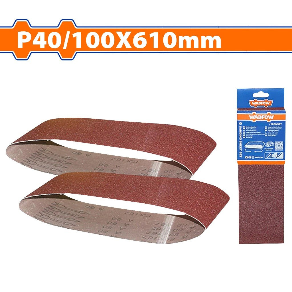Wadfow Set of 2PCS Sanding Sheet 76x533mm Grit P40 | P60 | P80, For Polishing Wood