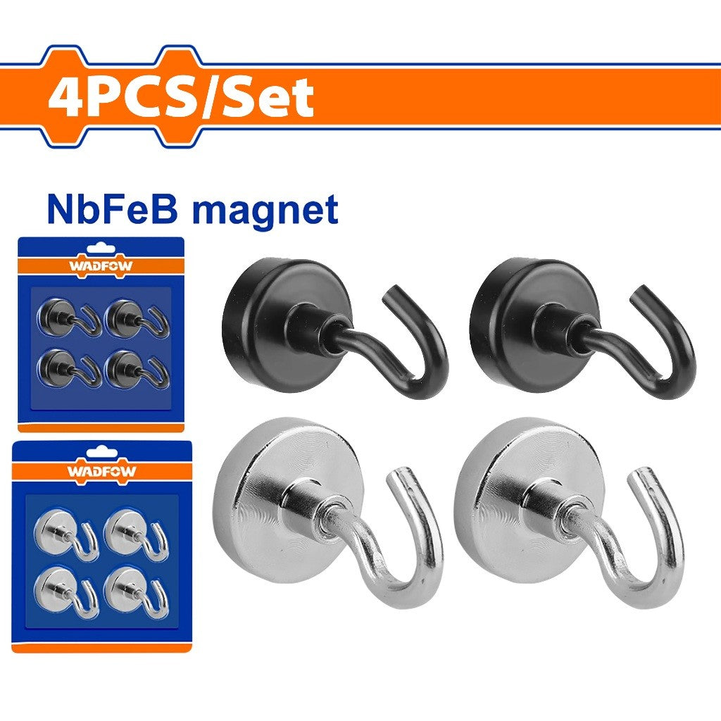 Wadfow WZE2K11 | WZE2K13 4PCS/Set NdFeB Magnetic Hook Set Size Diameter: 20mm-32mm