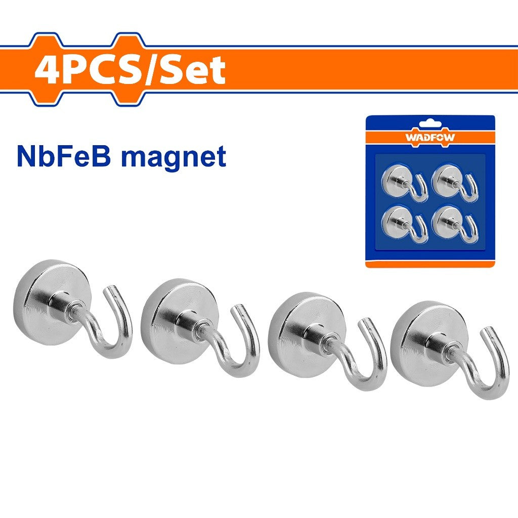 Wadfow WZE2K11 | WZE2K13 4PCS/Set NdFeB Magnetic Hook Set Size Diameter: 20mm-32mm