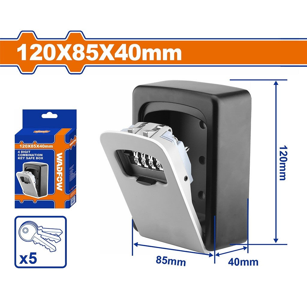 Wadfow WKFB1119 4-Digit Combination Key Safe Box with Aluminium Alloy Body 120x85x40mm