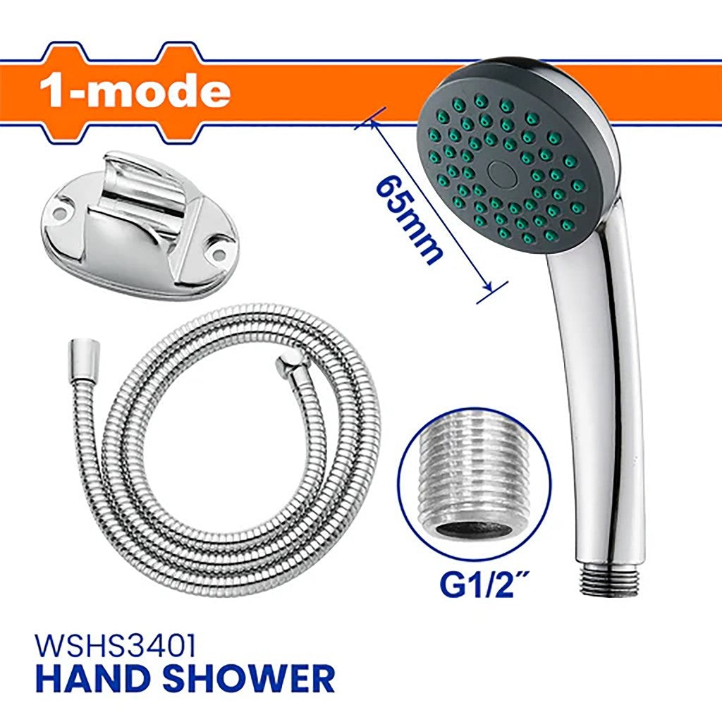 Wadfow WSHS3401 1/2-Inch Detachable Hand Shower ABS Head Handheld Chrome Finish Shower Head Bathroom