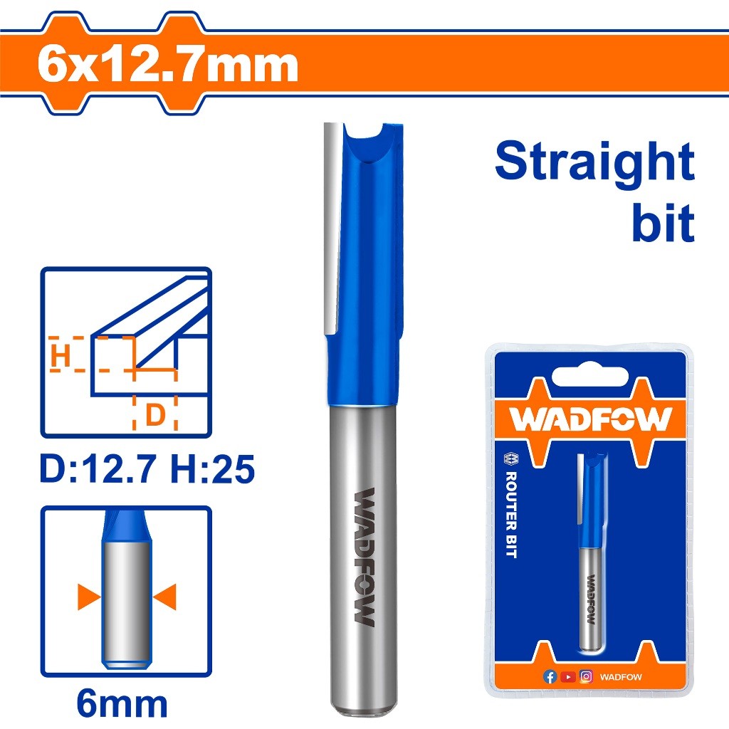 Wadfow 6.35mm-25mm Router Bit / Straight Bit Wood Milling Cutter SOLD PER PIECE