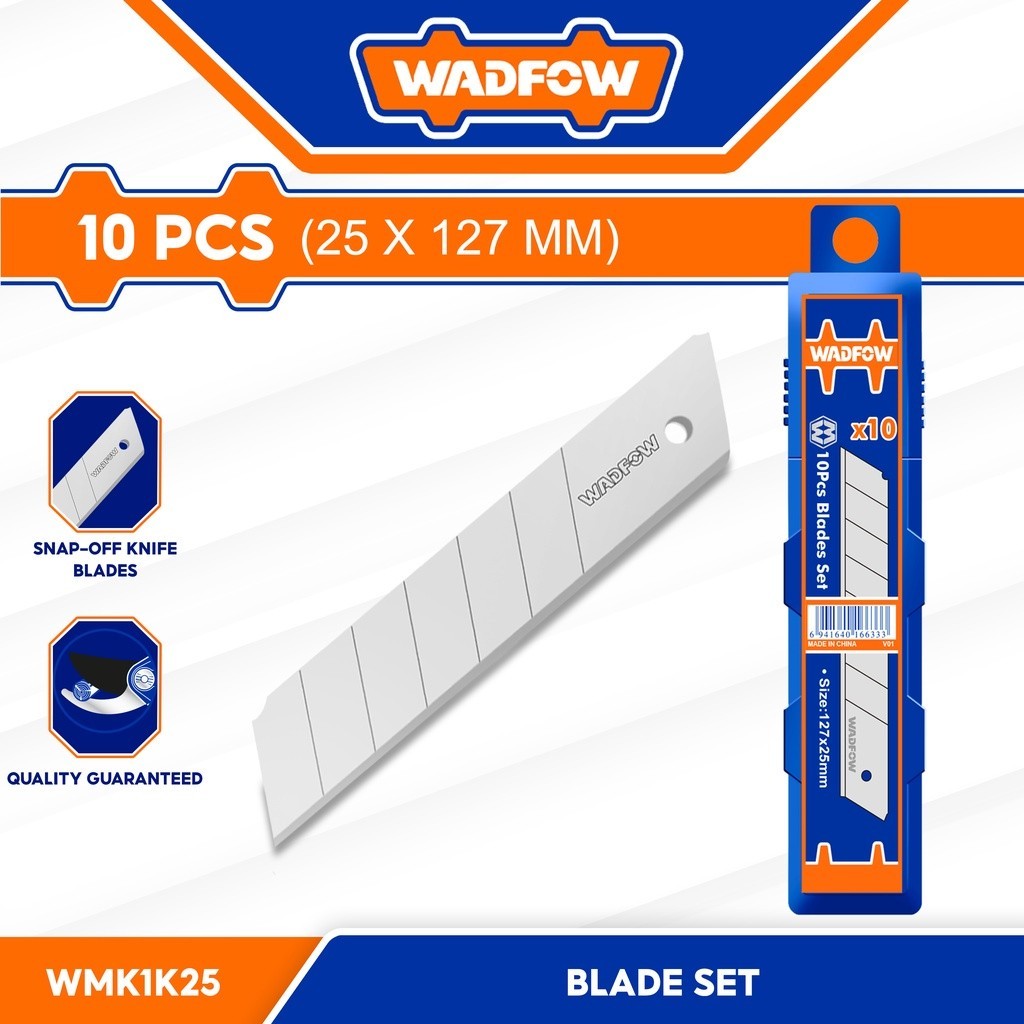 Wadfow WMK1K25 Snap-Off Knife Blades Set 10 Pieces WHT