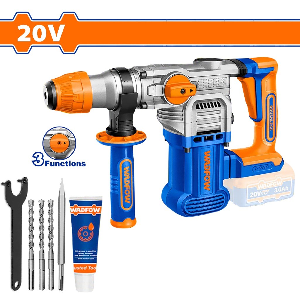 Wadfow WLM1528 P20S/20V Brushless Motor Lithium-Ion Cordless Rotary Hammer