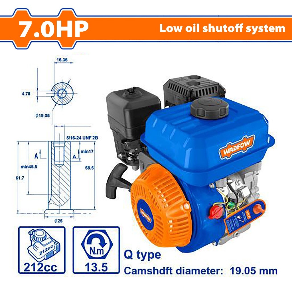 Wadfow WGNAA170Q 7.0HP 4-stroke Industrial Marine Low Speed Gasoline Engine Generator