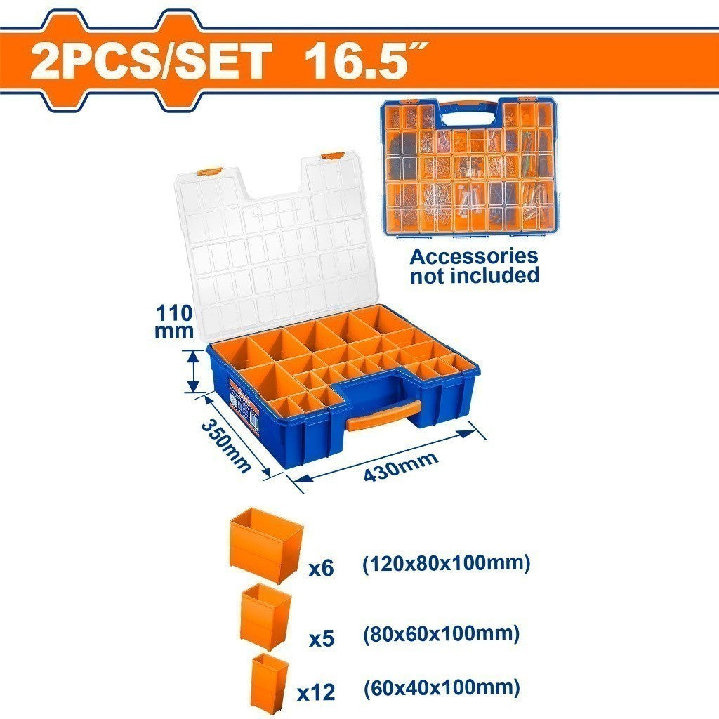 Wadfow WTB1633 2PCS/SET 16.5 Inch Plastic Organizer Boxes for Smaller Components