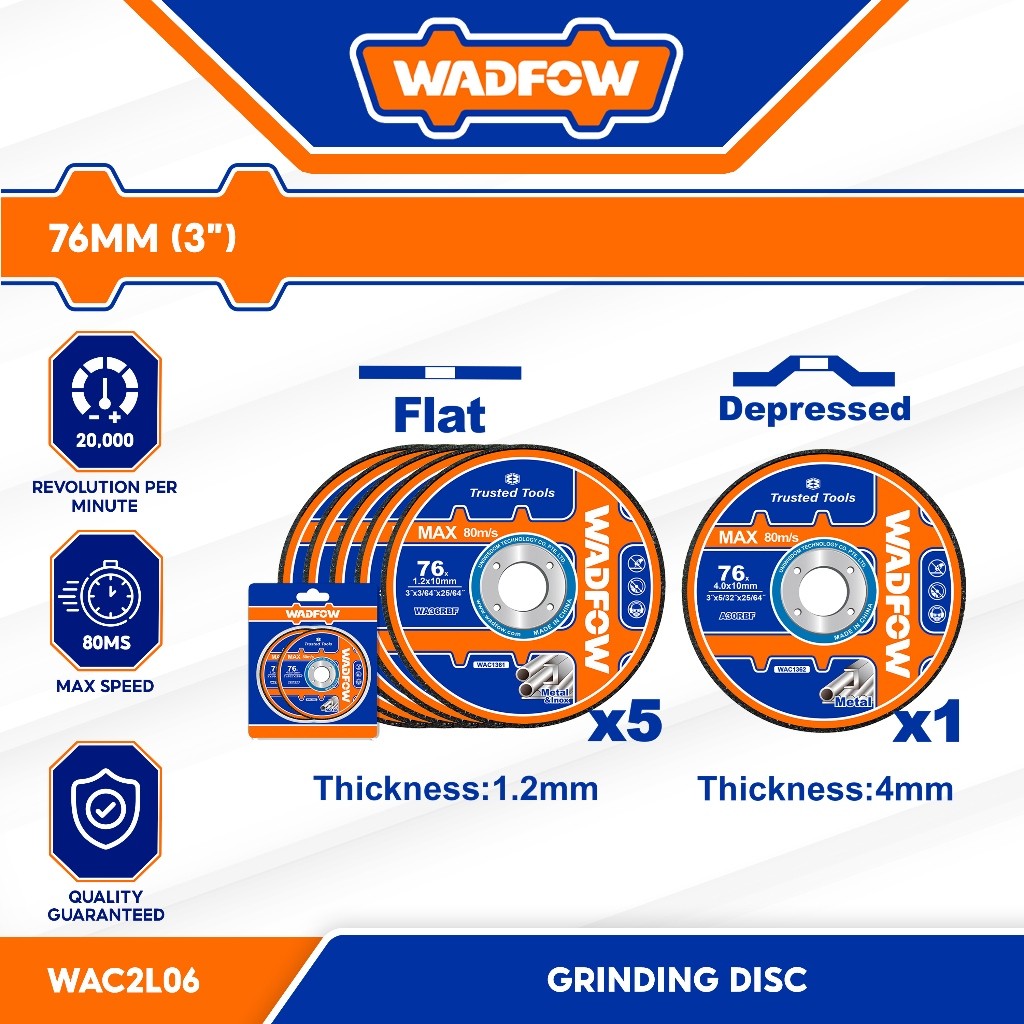 Wadfow WAC2L06 6PCS/Set Abrasive Metal Cutting and Grinding Disc