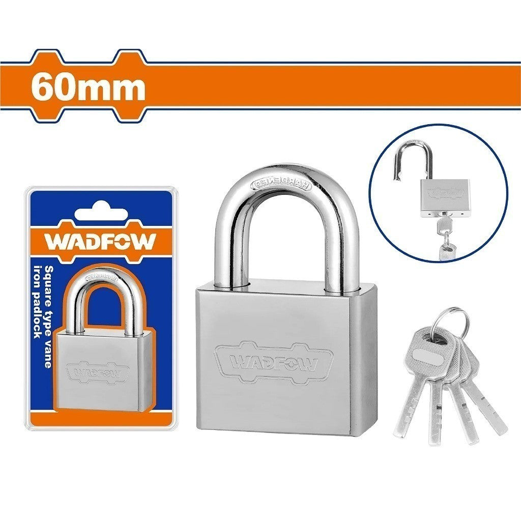 Wadfow 40mm, 50mm, 60mm Square Type Flipper Vane Iron Padlock WAD-HT