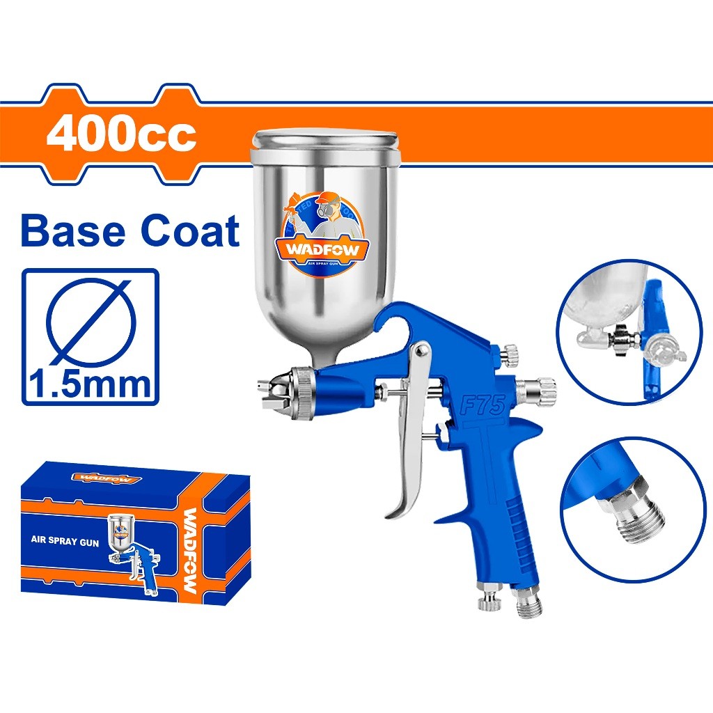 Wadfow WGA1540 Gravity Type Air Spray Gun 400cc Car Paint Base Coat for Air Compressor