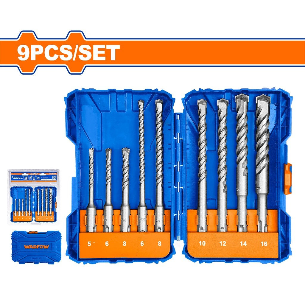 Wadfow WHD6509 9PCS/SET SDS Plus Hammer Drill Bits Set for Concrete