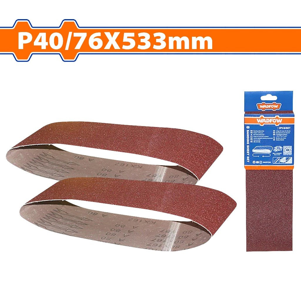 Wadfow Set of 2PCS Sanding Sheet 76x533mm Grit P40 | P60 | P80, For Polishing Wood