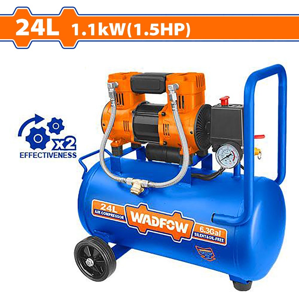 Wadfow WAP1A24P 24L(6.3Gal) Industrial Air Compressor 1100W(1.5HP) With Oil Free System