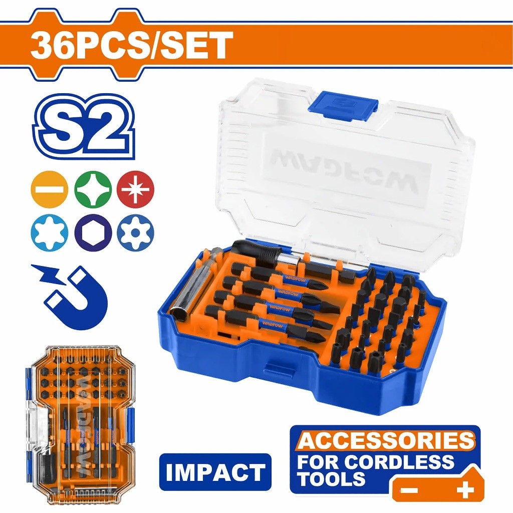 Wadfow WBS4B36 Set of 36pieces Impact Screwdriver Bits Set