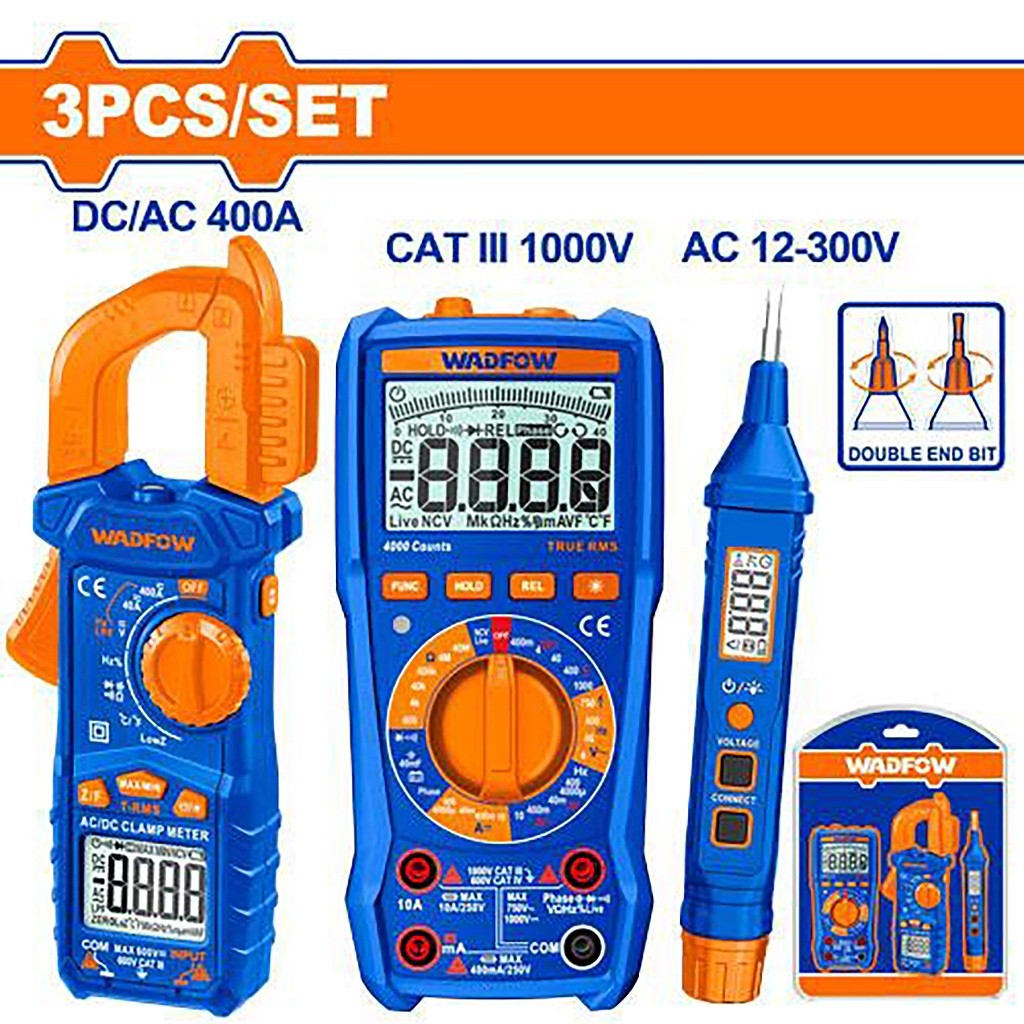 Wadfow WDM94012 3PCS/SET Digital Multi Tester Multimeter Electrical Test Kit