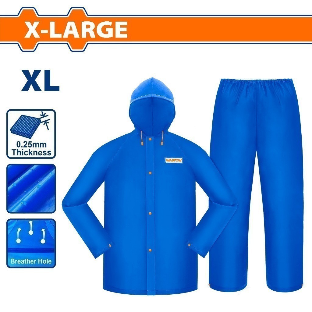 Wadfow Industrial Waterproof Rain Coat Suit Set w/ Breathable Design 100% NEW PVC