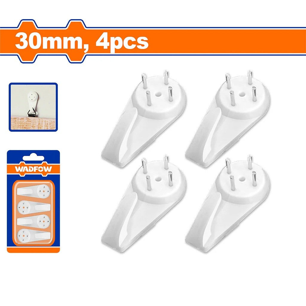 Wadfow WPHK1K01 4PCS/SET 30mm Self Adhesive Hanger ABS Wall Hanger Wall-Mounted Plastic Hooks