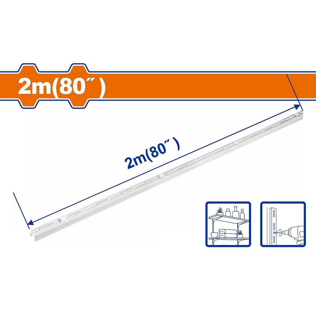 Wadfow Heavy Duty Shelf Track Brackets with 1.6mm Thickness SOLD PER PIECE (WHT)